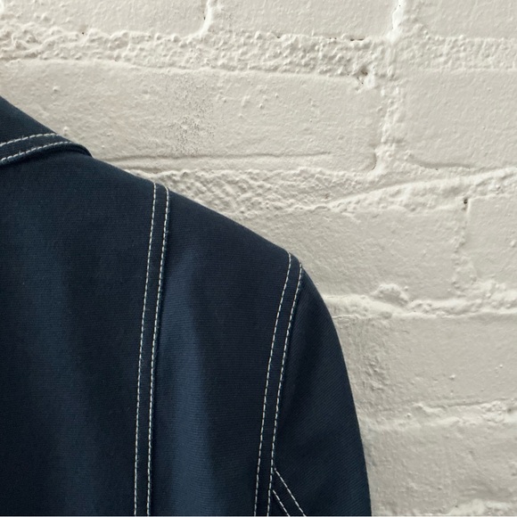 Vintage Womens Navy Blue Cotton Blazer Lined Jacket Nautical Classic Preppy 90s - Picture 14 of 14